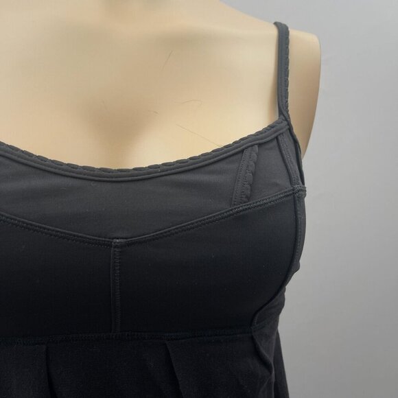 Lululemon Debut Tank Cami Top Pleated Shelf Bra Adjustable Strap Black Women 4‎ - Picture 5 of 10
